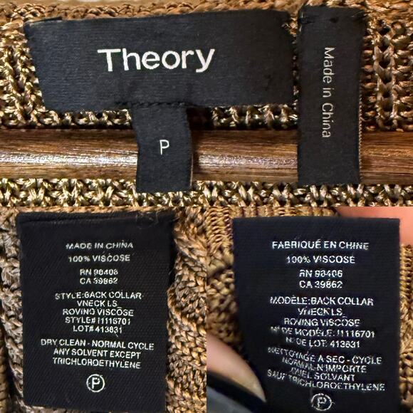 Theory Back Collar V Neck Sweater in Toffee size P / XS - Picture 5 of 5